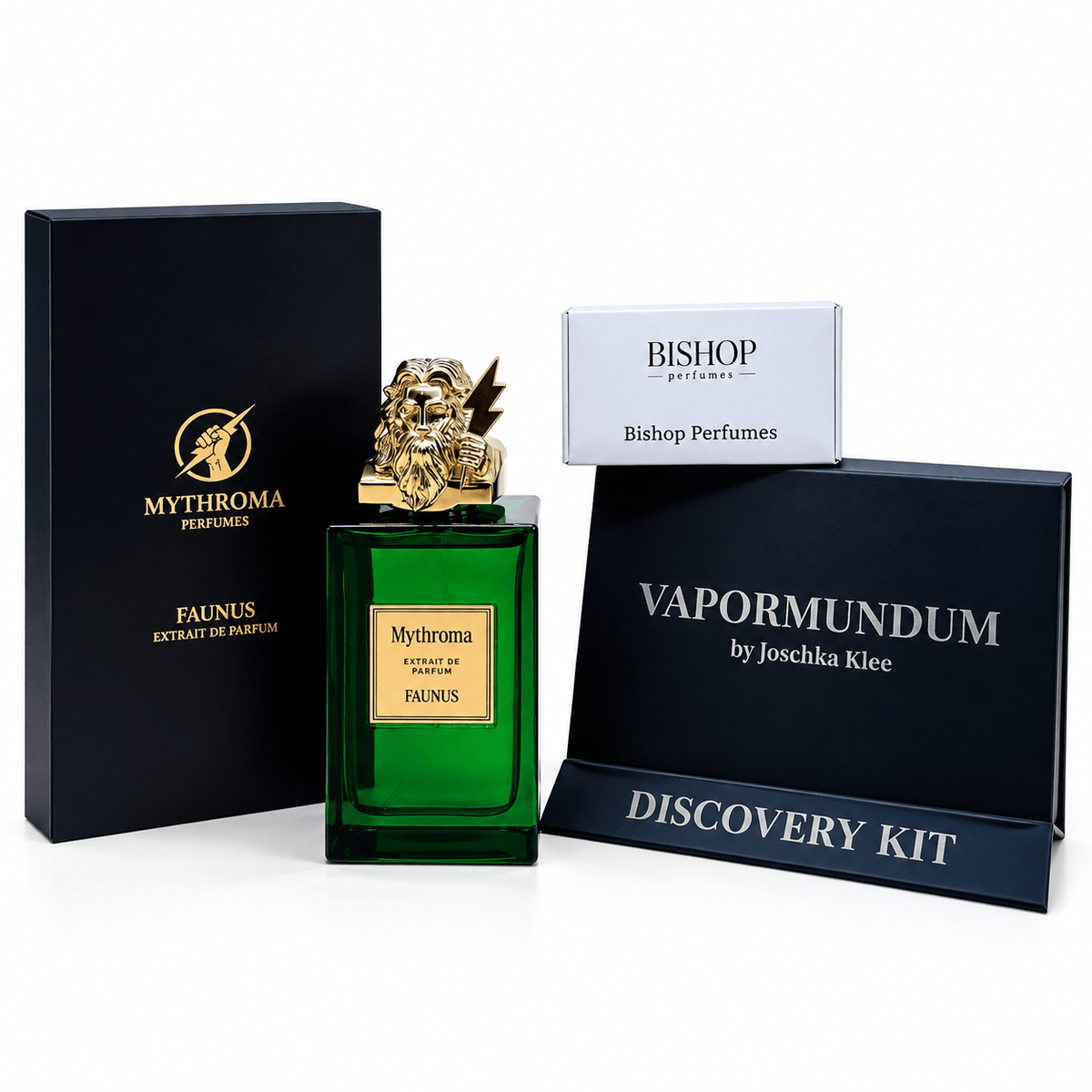 Mythroma Faunus mit Probenbundle mit Bonne Nuit, Bonjour und Vapormundum - thomas-parfum.com